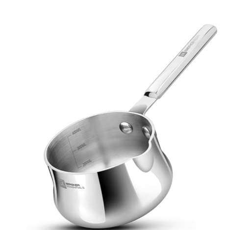 Bergner BE Essentials Tri-Ply 10cm (500ml) Stainless Steel Coffee Warmer/Milk Warmer, Even & Faster Heating, Food Safe, Durable, Easy to Pour, Serve and Clean - Induction Bottom and Gas Stove Ready